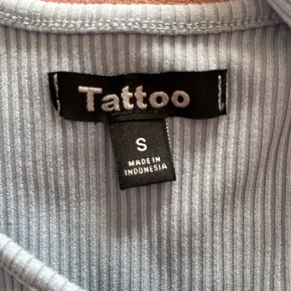 Tattoo Women's Ribbed Tank Top with Ruffle Hem- Light Blue Small - Picture 7 of 7